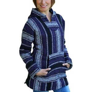 Delmex Mexican Baja Hoodie in Navy Blue and White Size XL